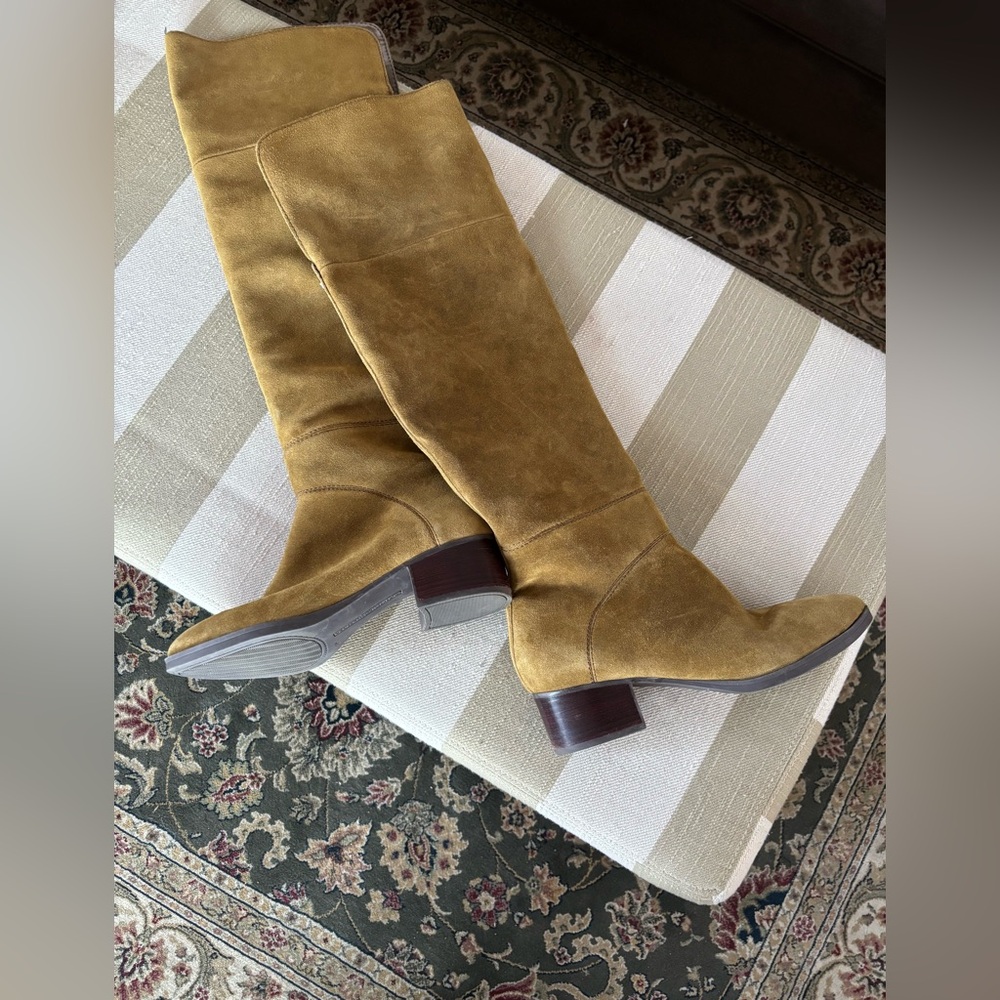 Tommy Hilfiger Suede Knee-High Boots, Tan, Gianna Tall Elegant, Dress Boots, 8 M